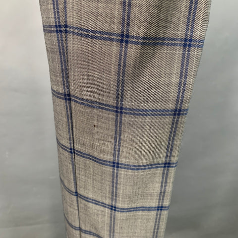 AUGUST MCGREGOR Size 38 Grey Blue Plaid Wool Notch Lapel Suit