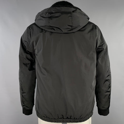 THEORY Size M Vernon Black Polyester Reversible Zip Up Jacket