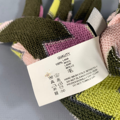 MISSONI SPORT Green Pink Chevron Wool Gloves
