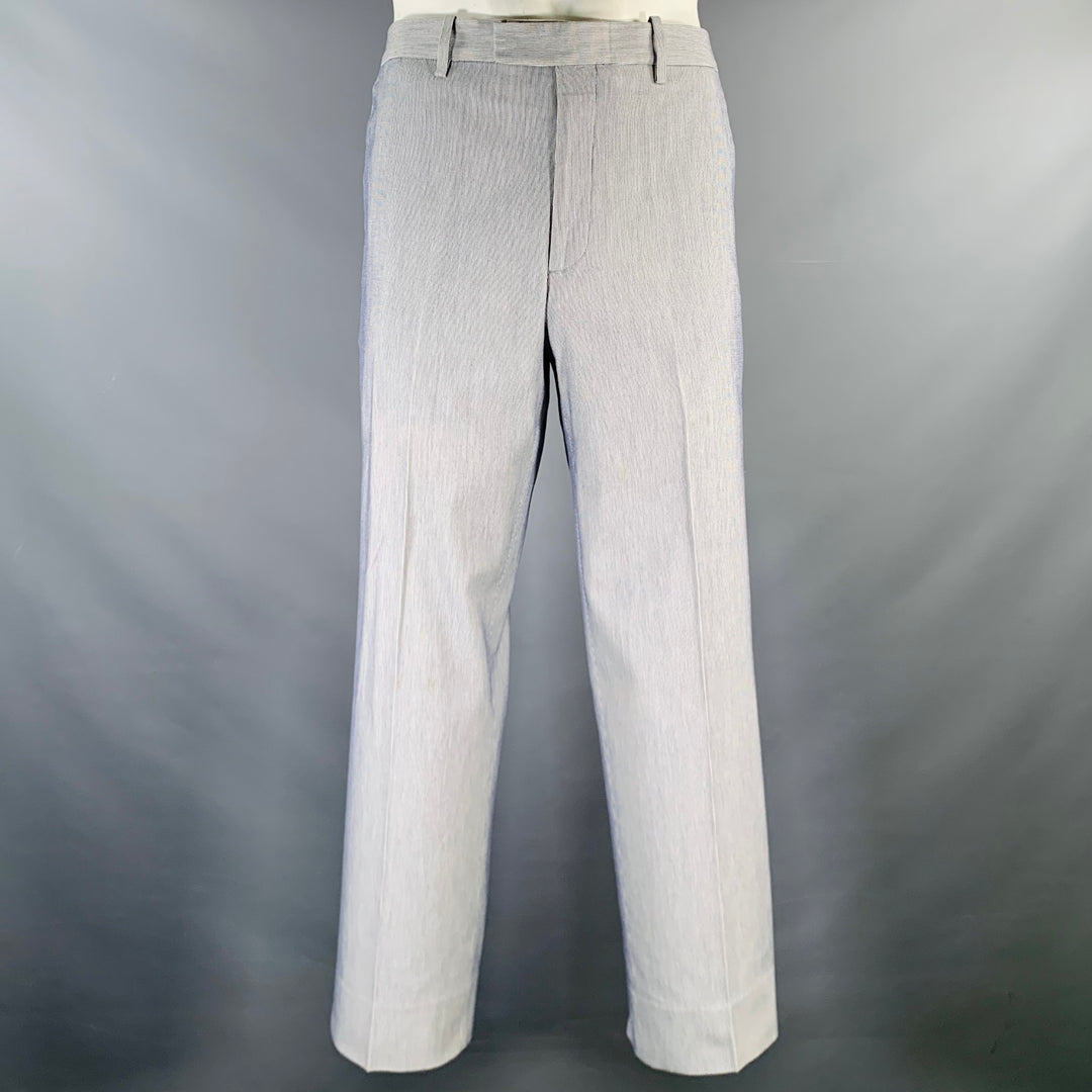 ETRO Size 34 Blue White Pinstripe Cotton Zip Fly Dress Pants