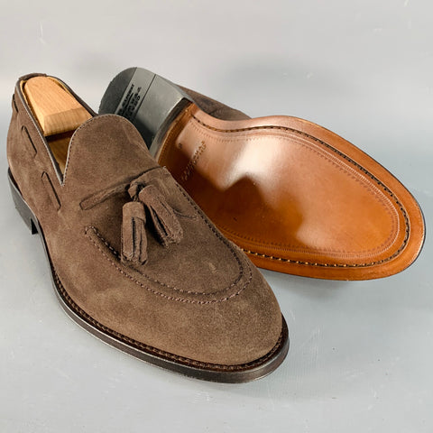 CHARLES TYRWHITT Size 9 Chocolate Brown Suede Tassels Slip On Loafers