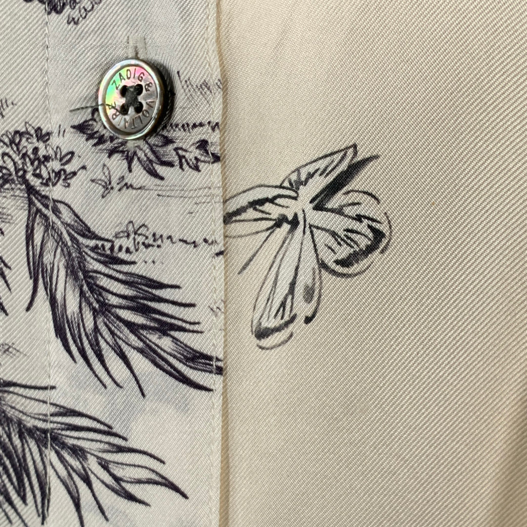 ZADIG & VOLTAIRE Size M Multi Color Silk Leopards Butterflies Print Button Up Shirt