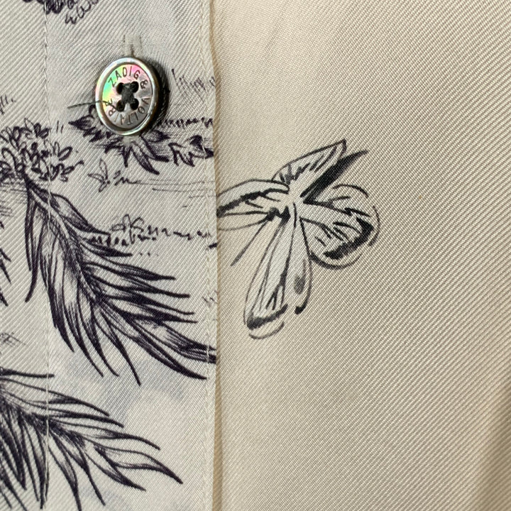 ZADIG & VOLTAIRE Size M Multi Color Silk Leopards Butterflies Print Button Up Shirt