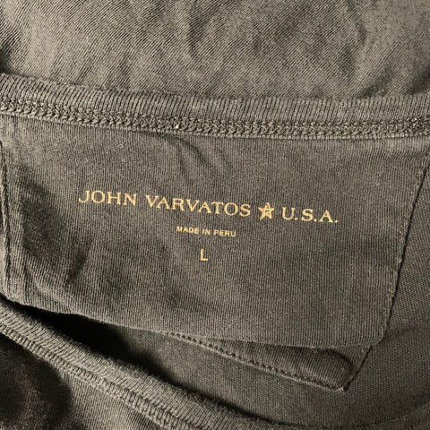 JOHN VARVATOS Size L Black Grey Graphic Cotton Scoop Neck T-shirt