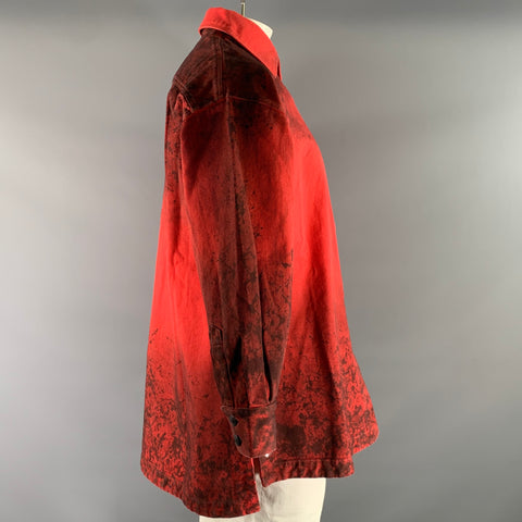 MARCELL VON BERLIN Chest Size M Size M Red Black Distressed Cotton Denim Jacket