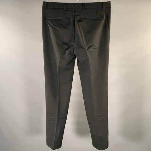 GIVENCHY Size 32 Black Star Wool Blend Flat Front Pants