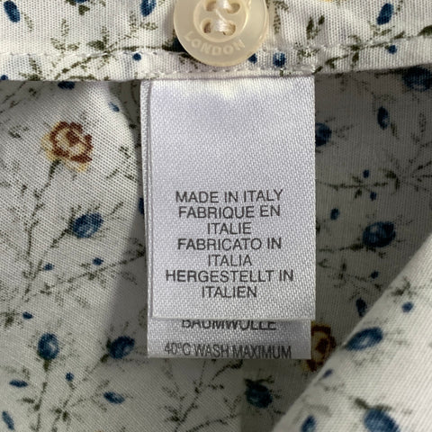 PAUL SMITH Size L White Multi Color Floral Cotton Slim Fit Long Sleeve Shirt