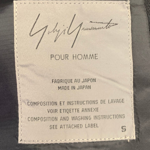 YOHJI YAMAMOTO Size S Black Grey Wool Blend Contrast Stitch Jacket