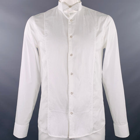 Chemise de smoking J.LINDEBERG Taille L en coton plissé blanc à manches longues