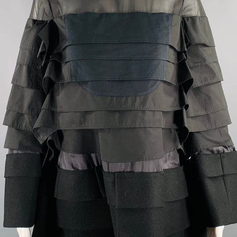 SACAI Size S Black Polyester Blend Long Sleeve Layered Dress