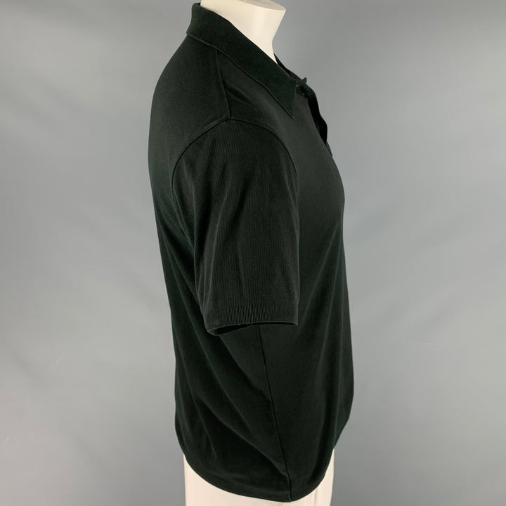 HUGO BOSS Size L Black Cotton Blend Buttoned Polo