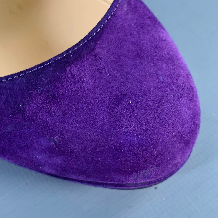CHRISTIAN LOUBOUTIN Size 4.5 Purple Suede Platform Pumps