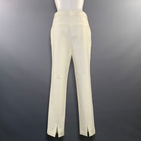 DEREK LAM Size 6 White Cotton Blend Straight leg Dress Pants