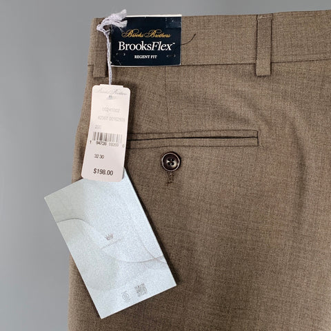 BROOKS BROTHERS Size 32 Brown Heather Wool Blend Flat Front Dress Pants