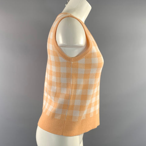 KINROSS Size S Orange White Cotton Gingham Tank Casual Top