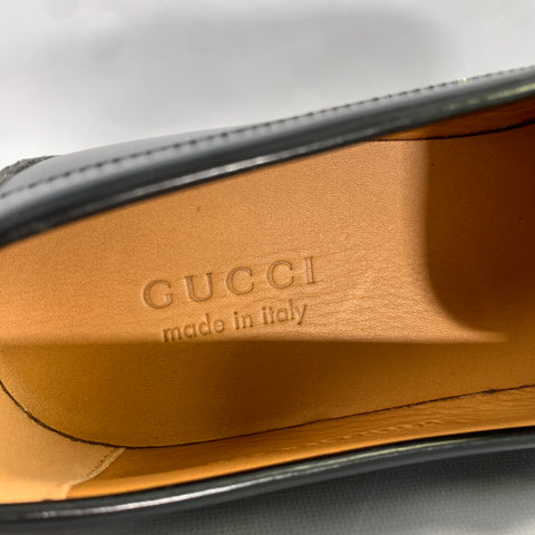 GUCCI 2023 Size 10.5 Black Monogram Leather Tassels Loafers