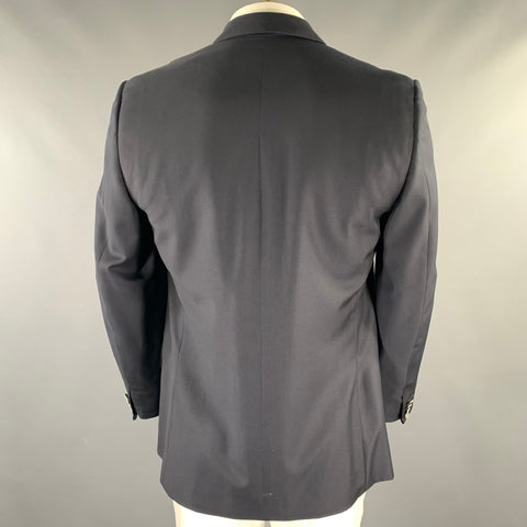 DUNHILL Size 42 Long Black Wool Notch Lapel Sport Coat