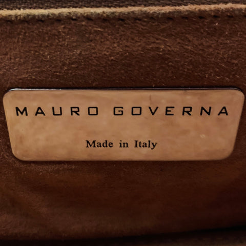 MAURO GOVERNA Navy Alligator Leather Handbag