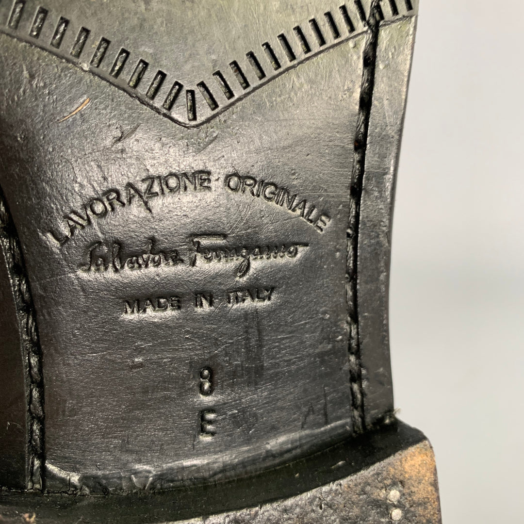 SALVATORE FERRAGAMO Size 8 Black Leather Yacht Loafers