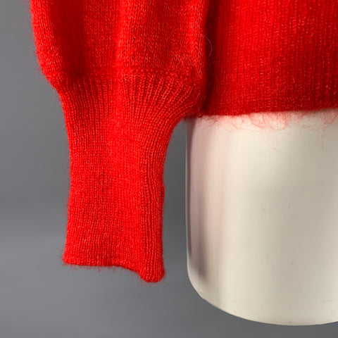 GUCCI Size S Red Mohair Silk Feather Sleeve Pullover