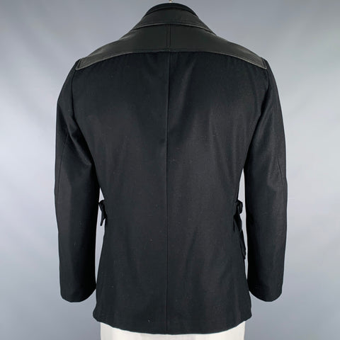 BOTTEGA VENETA Size 44 Black Mixed Materials Cashmere Biker Jacket