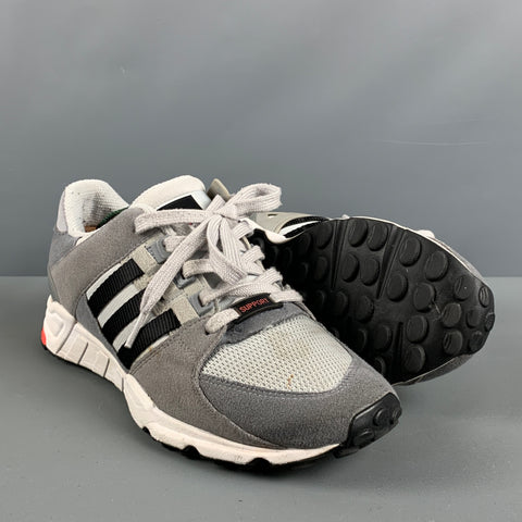 ADIDAS Size 8.5 Grey Black Mixed Materials Mesh Low Top Sneakers