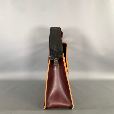 JACK SPADE Burgundy Solid Leather Messenger Bag