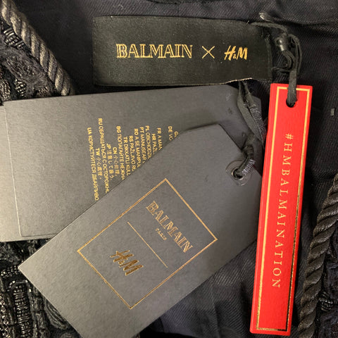 BALMAIN X H&M Size 36 Black Beaded Cotton Polyester Jacket