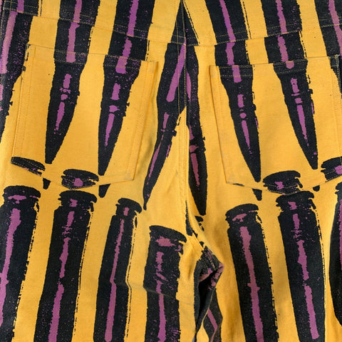 STEPHEN SPROUSE Vintage FW88 Size 31 Yellow Purple Black Bullet Print Cotton Tapered Jeans