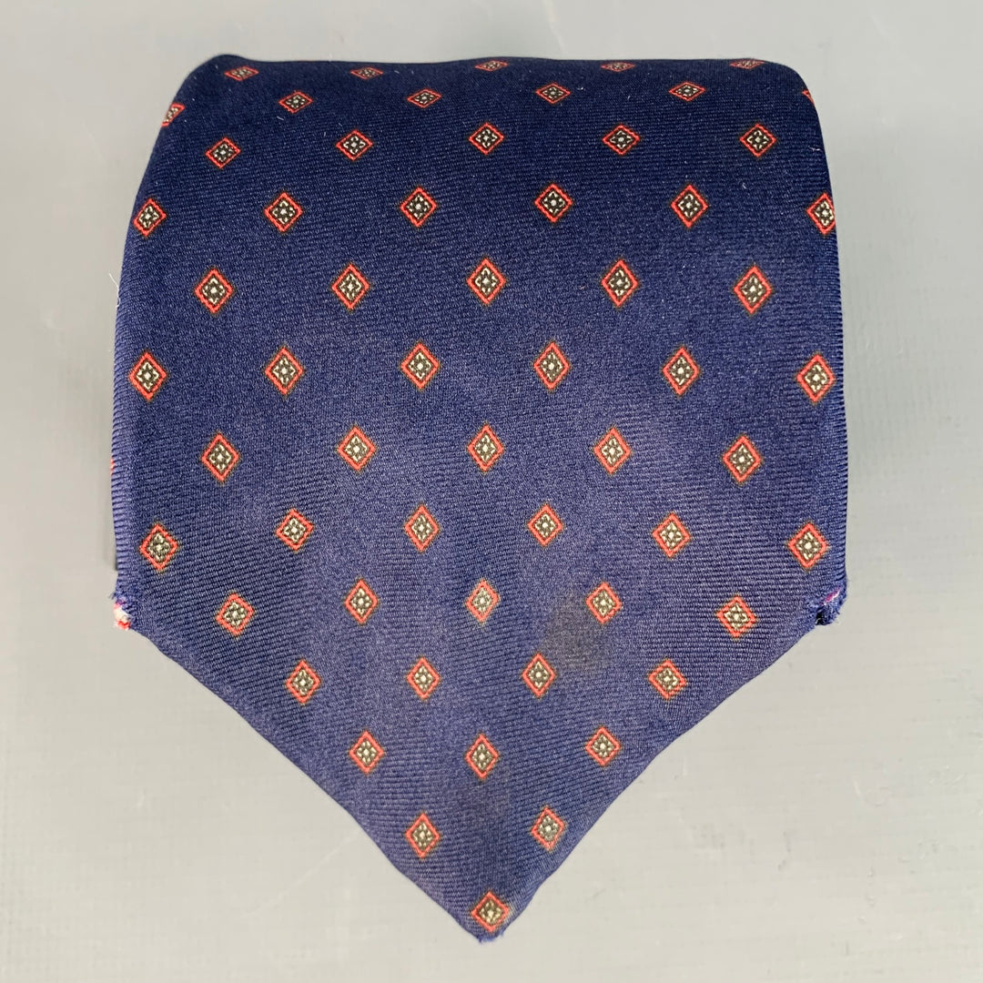 CHRISTIAN DIOR Navy Red Diamond Silk Tie
