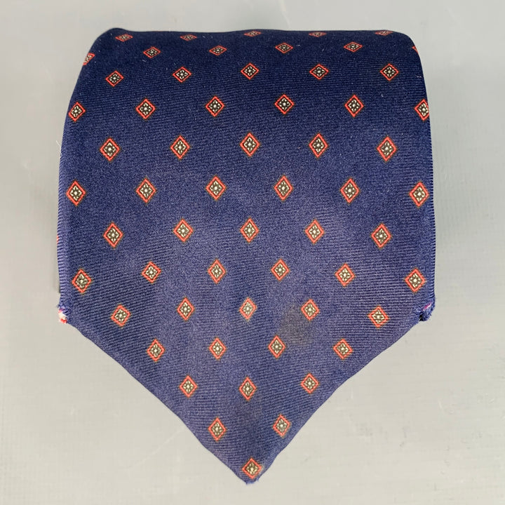 CHRISTIAN DIOR Navy Red Diamond Silk Tie