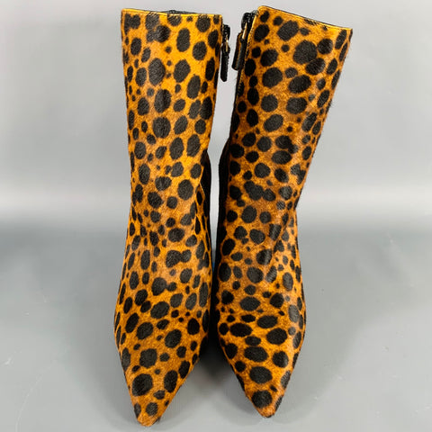STUART WEITZMAN Size 7 Brown Black Calf Hair Animal Pointed Toe Boots