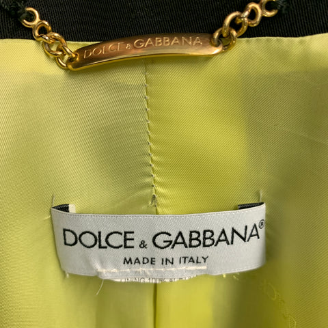 DOLCE &amp; GABBANA Taille 2 Blazer à simple boutonnage en laine noire mélangée