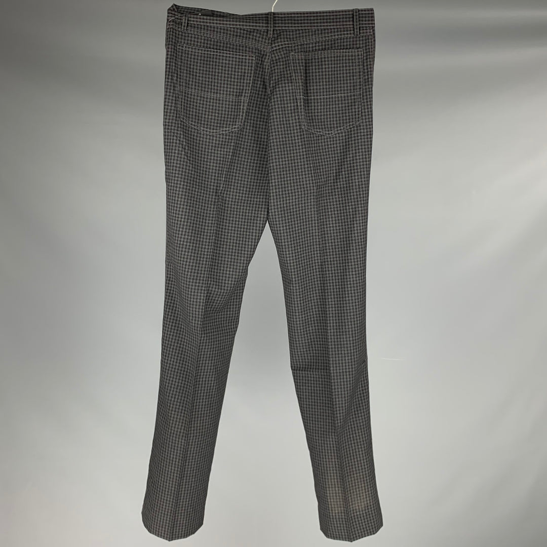 NO BRAND Taille 32 Pantalon décontracté en laine à carreaux vert noir coupe jean