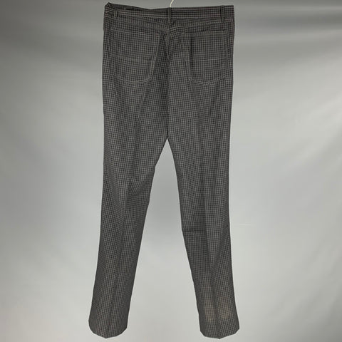 NO BRAND Size 32 Black Green Checkered Wool Jean Cut Casual Pants