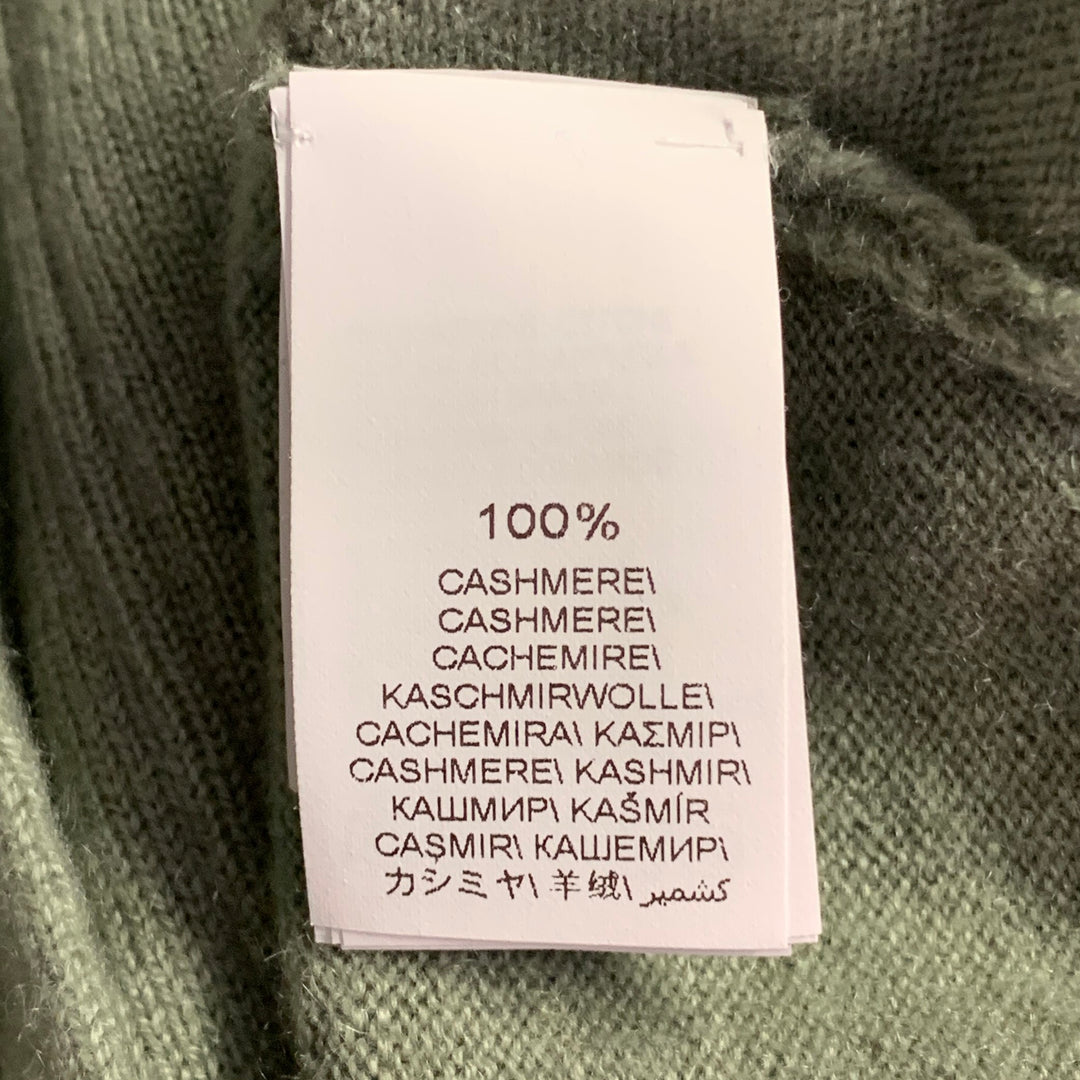 BRUNELLO CUCINELLI Size L Sage Green Cashmere Monili Beaded One Pocket V-Neck Cardigan