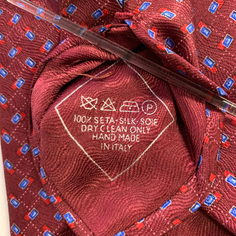 BRIONI Burgundy Red Geometric Silk Tie