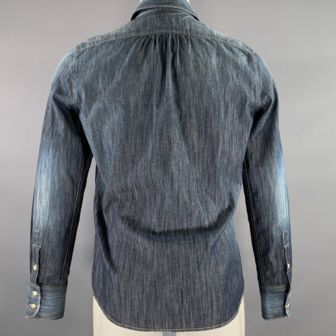 DSQUARED2 Size XS Indigo Embroidery Denim Button Up Long Sleeve Shirt