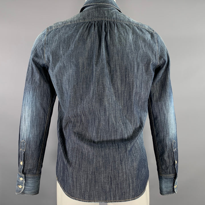 DSQUARED2 Size XS Indigo Embroidery Denim Button Up Long Sleeve Shirt