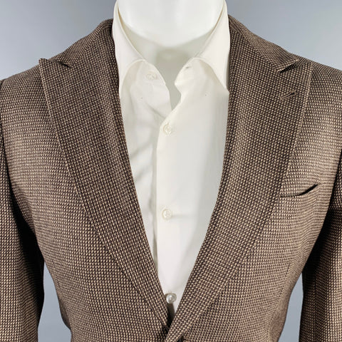 GIORGIO ARMANI Size 38 Brown Beige Woven Peak Lapel Sport Coat