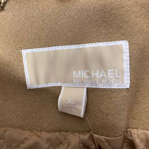 MICHAEL by MICHAEL KORS Size XL Camel Wool Blend Fur Collar Double Breasted Coat