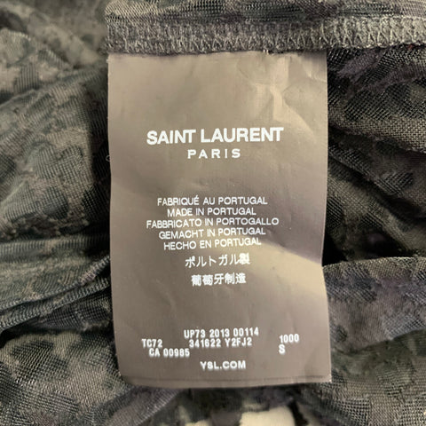 SAINT LAURENT Size S Black Lyocell Blend See Through Animal Print Casual Top