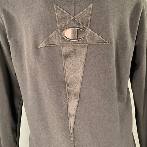 RICK OWENS Size S Black Cotton Polyester Hoodie Sweatshirt