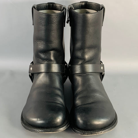 Bottes de motard LOEWE T. 43 en cuir noir à enfiler, bout rond, avec bride