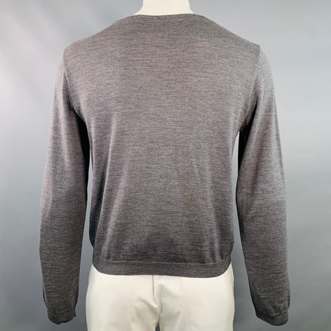 MIU MIU Size L Grey Wool Two Pockets Button Down Cardigan