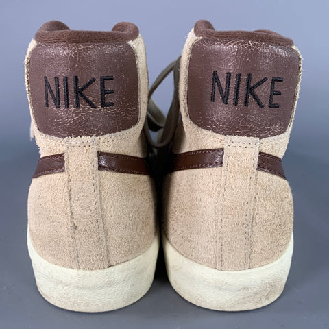NIKE Size 10.5 Beige Brown Logo Suede High Top Sneakers