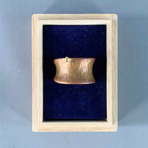 LOCUST HOUSE Ring Size 9 Copper Gold Hammered Sterling Silver Saddle Ring