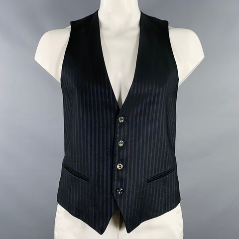 CARLO PIGNATELLI Taille 42 Gilet en acétate et laine à rayures noires et violettes