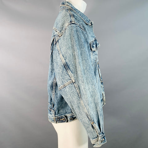 EDWIN Vintage Size M Clubman Blue Twill Cotton Acid Washed Jacket