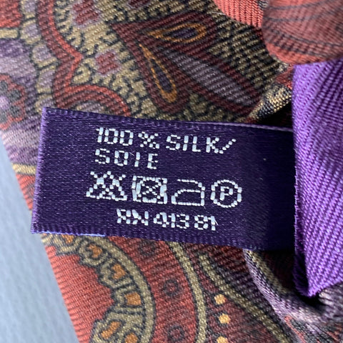 RALPH LAUREN Burgundy Olive Paisley Silk Tie